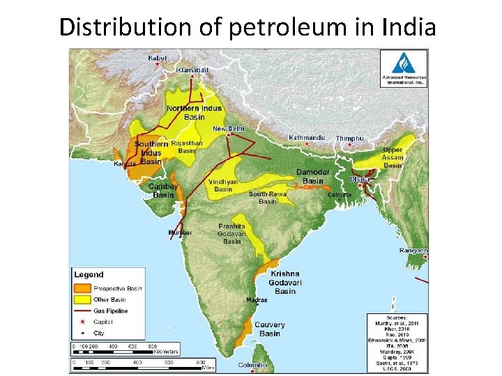 Distribution of petroleum in India 