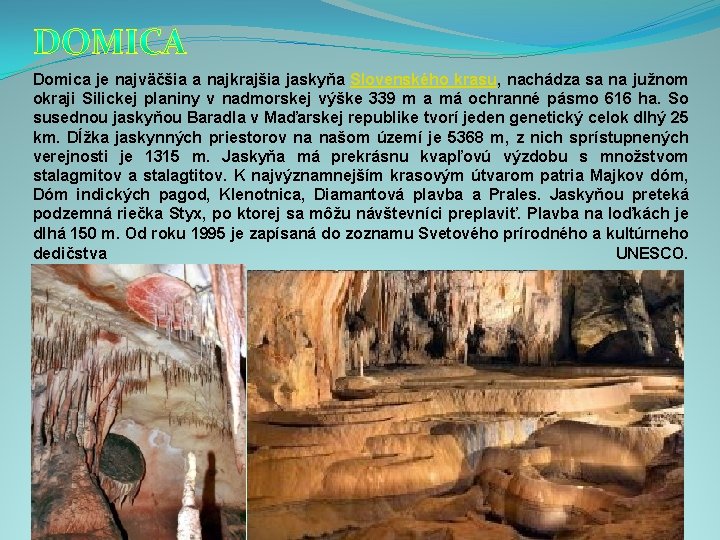 Domica je najväčšia a najkrajšia jaskyňa Slovenského krasu, nachádza sa na južnom okraji Silickej