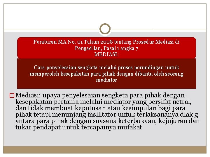 Peraturan MA No. 01 Tahun 2008 tentang Prosedur Mediasi di Pengadilan, Pasal 1 angka