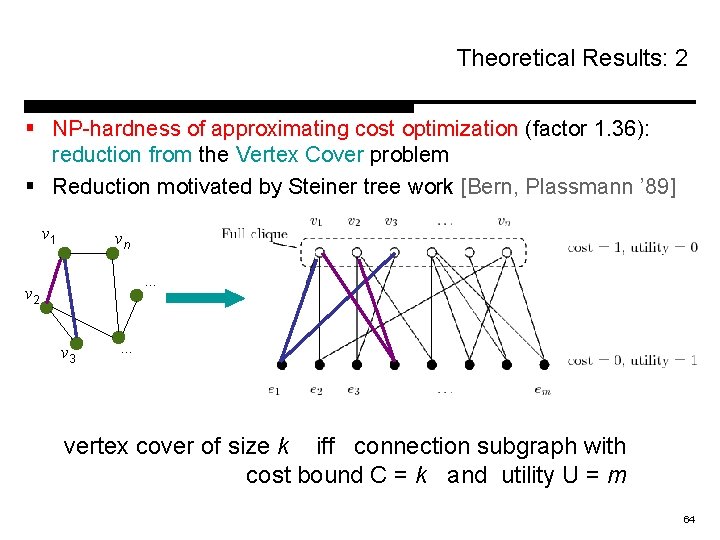 Theoretical Results: 2 § NP-hardness of approximating cost optimization (factor 1. 36): reduction from