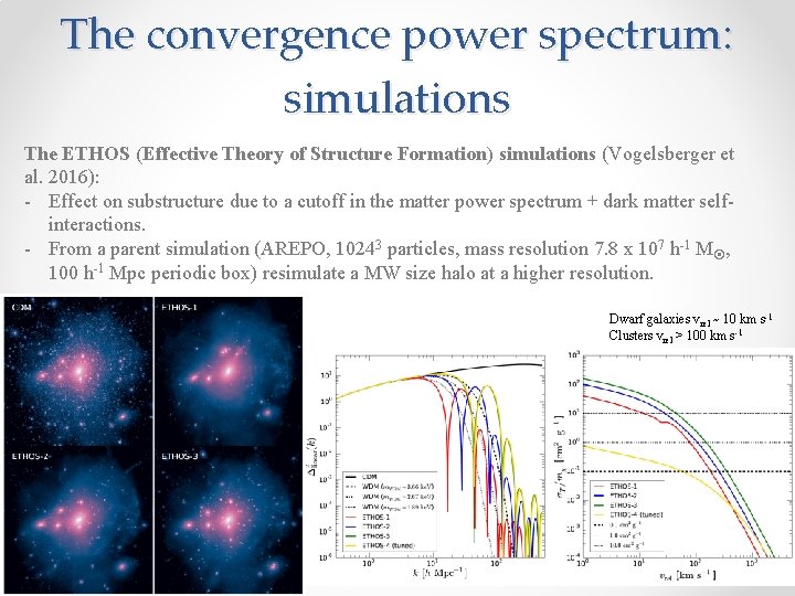 The convergence power spectrum: simulations The ETHOS (Effective Theory of Structure Formation) simulations (Vogelsberger