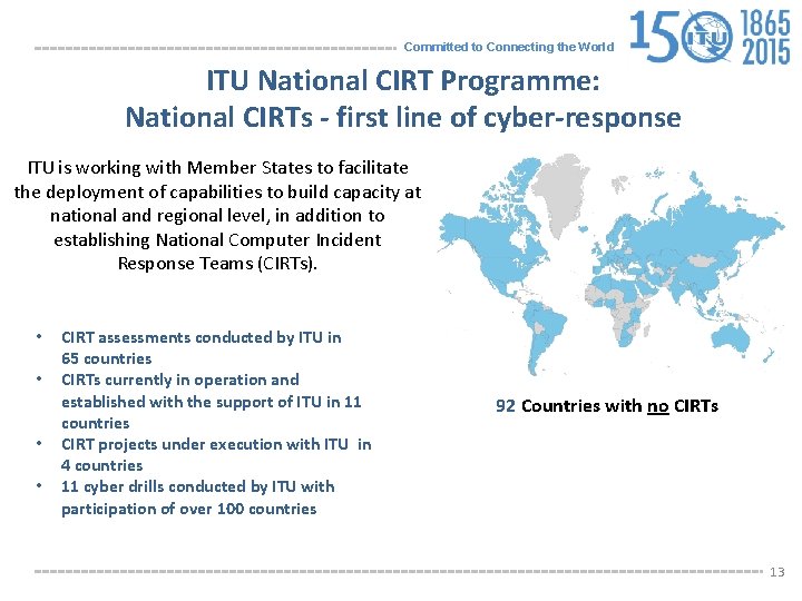 Committed to Connecting the World ITU National CIRT Programme: National CIRTs - first line