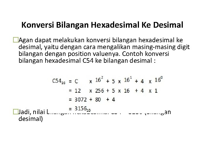 Konversi Bilangan Hexadesimal Ke Desimal �Agan dapat melakukan konversi bilangan hexadesimal ke desimal, yaitu