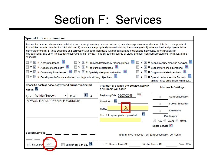 Section F: Services X 