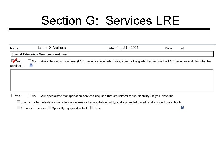 Section G: Services LRE 