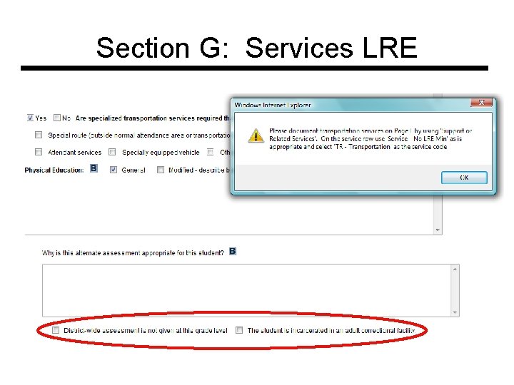 Section G: Services LRE 