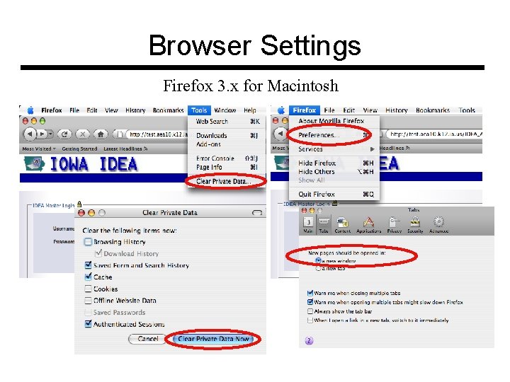 Browser Settings Firefox 3. x for Macintosh 