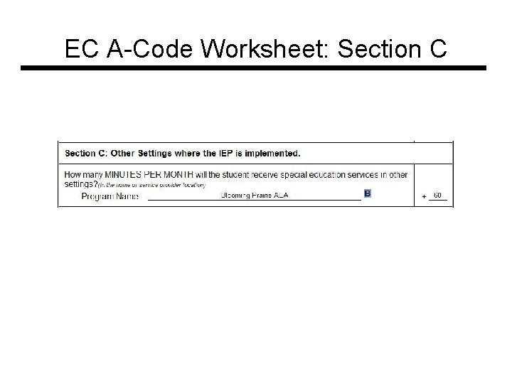 EC A-Code Worksheet: Section C 