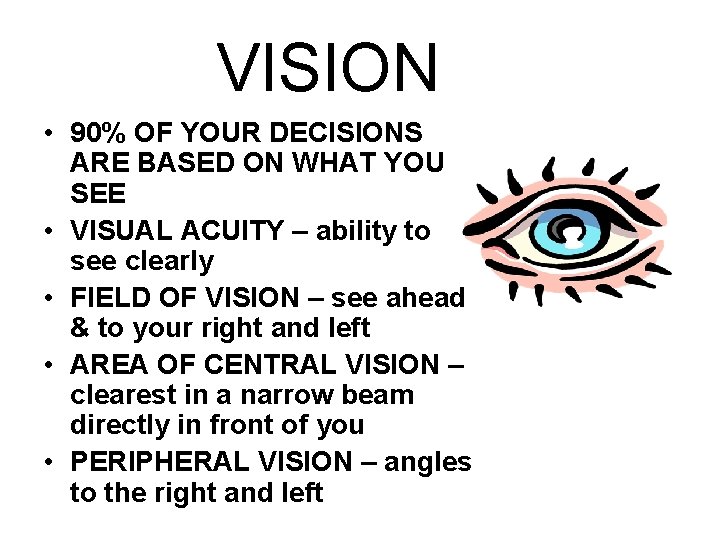 VISION • 90% OF YOUR DECISIONS ARE BASED ON WHAT YOU SEE • VISUAL
