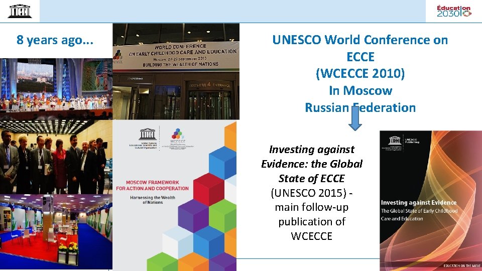 8 years ago. . . UNESCO World Conference on ECCE (WCECCE 2010) In Moscow