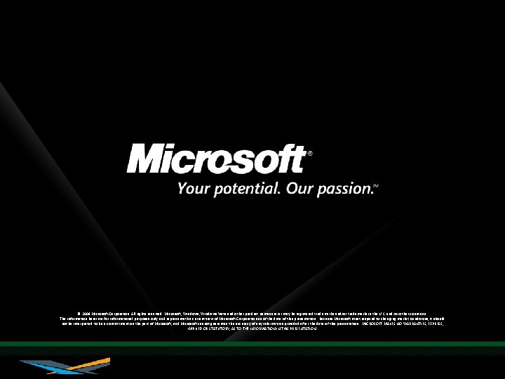 © 2009 Microsoft Corporation. All rights reserved. Microsoft, Windows Vista and other product names