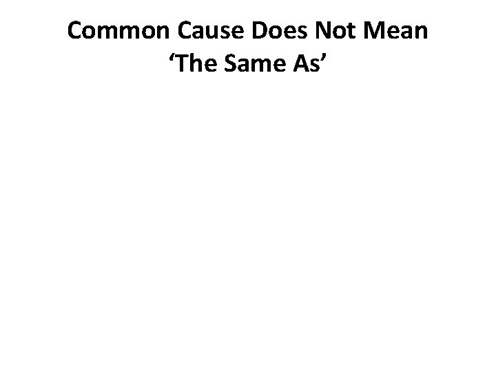 Common Cause Does Not Mean ‘The Same As’ Some individuals with high levels of