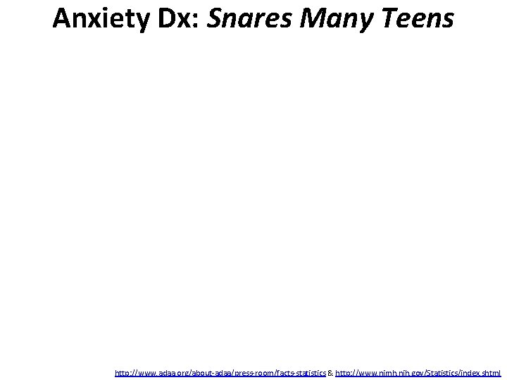 Anxiety Dx: Snares Many Teens http: //www. adaa. org/about-adaa/press-room/facts-statistics & http: //www. nimh. nih.