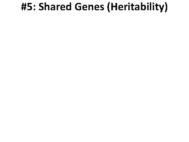 #5: Shared Genes (Heritability) The emotional disorders are somewhat heritable N/NE is somewhat heritable