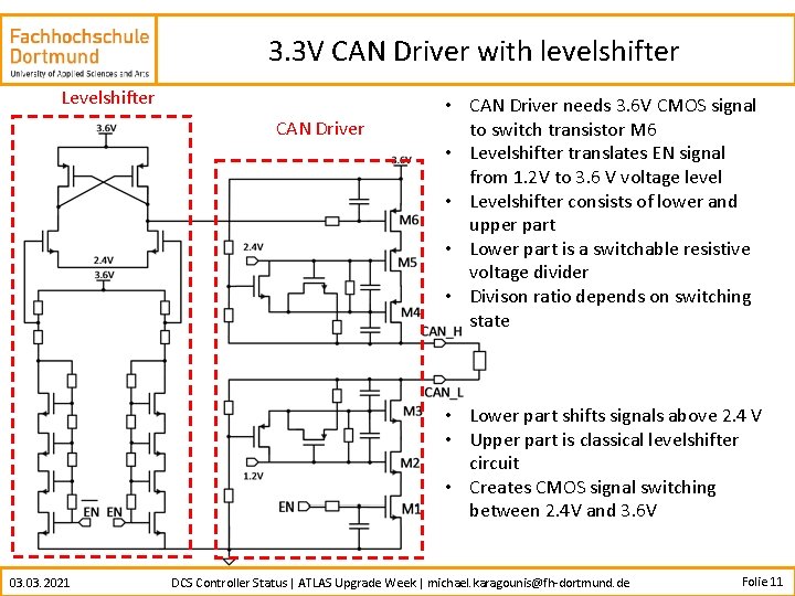 3. 3 V CAN Driver with levelshifter Levelshifter CAN Driver • CAN Driver needs
