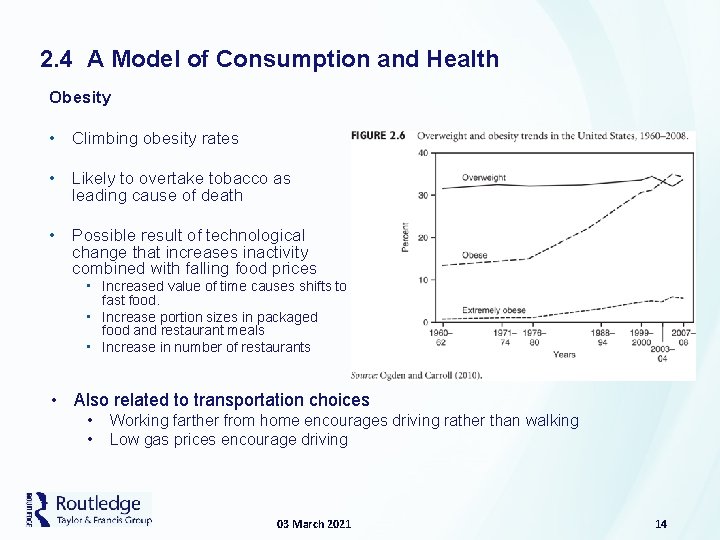 2. 4 A Model of Consumption and Health Obesity • Climbing obesity rates •