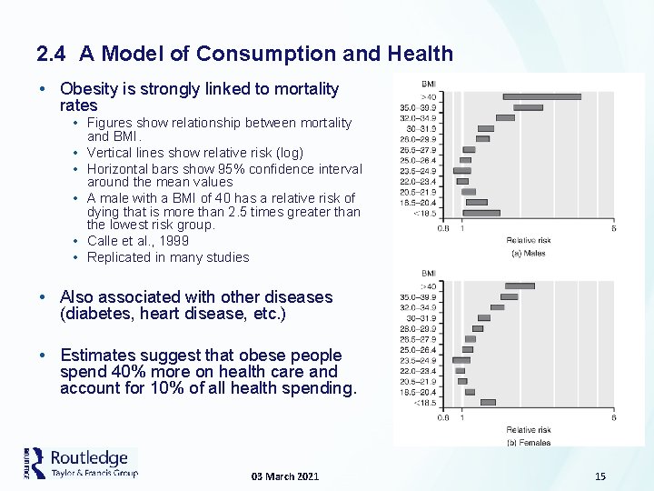 2. 4 A Model of Consumption and Health • Obesity is strongly linked to