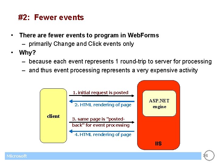 #2: Fewer events • There are fewer events to program in Web. Forms –