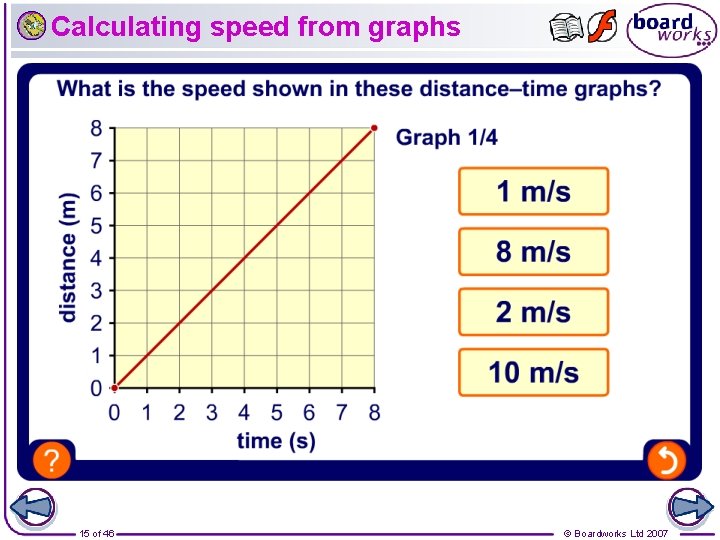 Calculating speed from graphs 15 of 46 © Boardworks Ltd 2007 