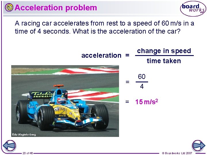 Acceleration problem A racing car accelerates from rest to a speed of 60 m/s