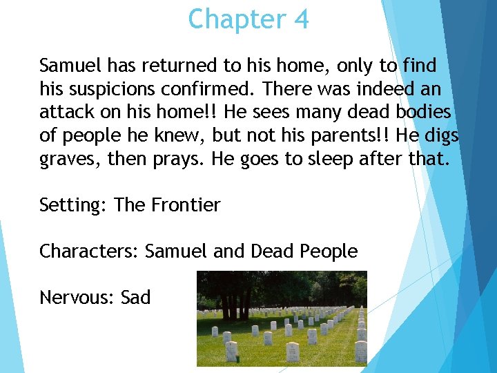 Chapter 4 Samuel has returned to his home, only to find his suspicions confirmed.