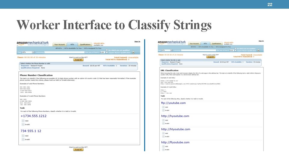 22 Worker Interface to Classify Strings 