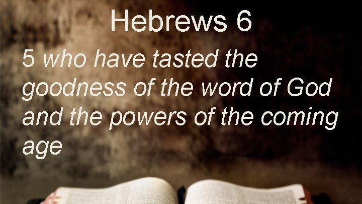 Hebrews 6 5 who have tasted the goodness of the word of God and