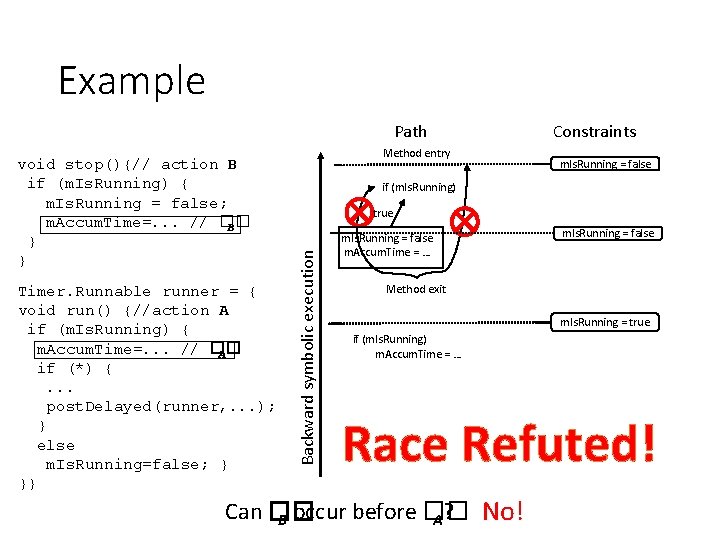Example Path Timer. Runnable runner = { void run() {//action A if (m. Is.