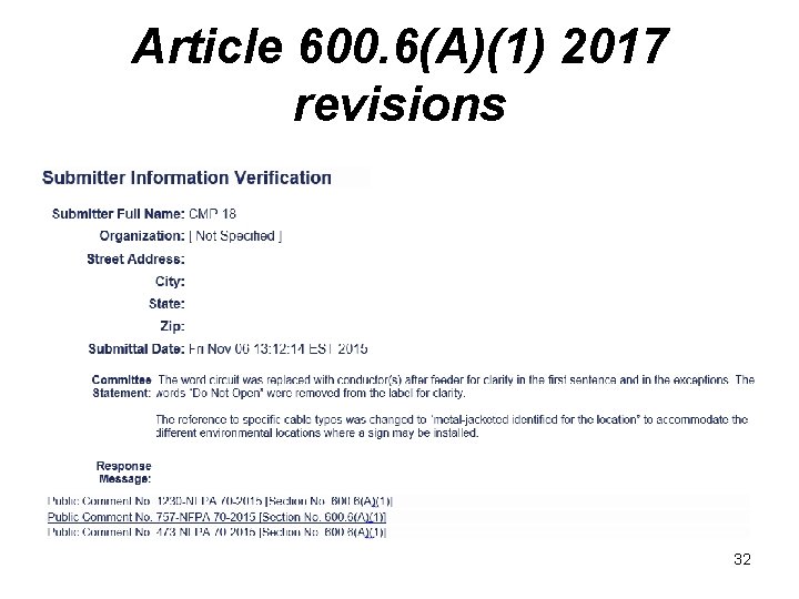 Article 600. 6(A)(1) 2017 revisions 32 