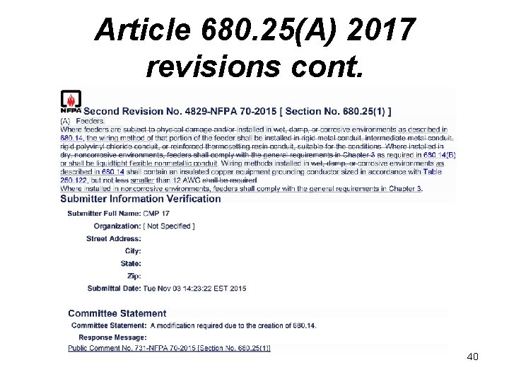 Article 680. 25(A) 2017 revisions cont. 40 