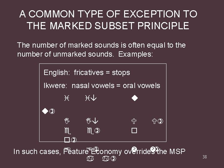 A COMMON TYPE OF EXCEPTION TO THE MARKED SUBSET PRINCIPLE The number of marked