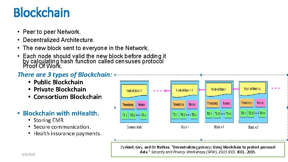 Blockchain • • Peer to peer Network. Decentralized Architecture. The new block sent to