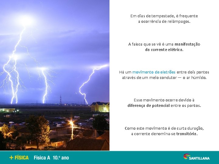 Em dias de tempestade, é frequente a ocorrência de relâmpagos. A faísca que se