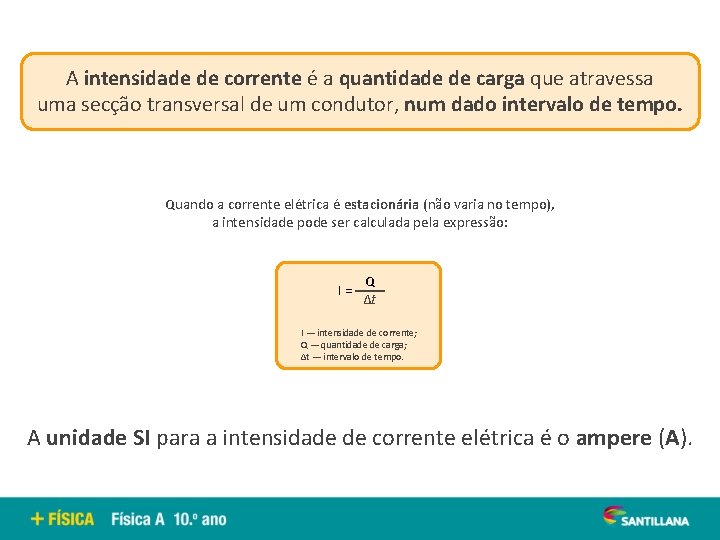 A intensidade de corrente é a quantidade de carga que atravessa uma secção transversal