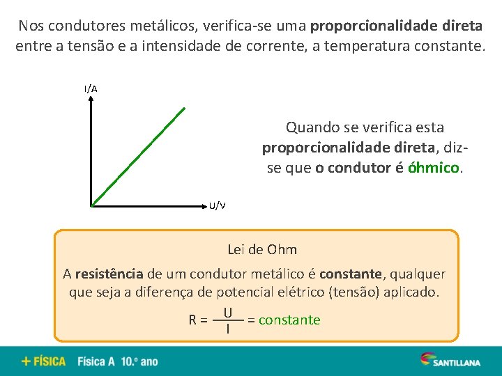 Nos condutores metálicos, verifica-se uma proporcionalidade direta entre a tensão e a intensidade de