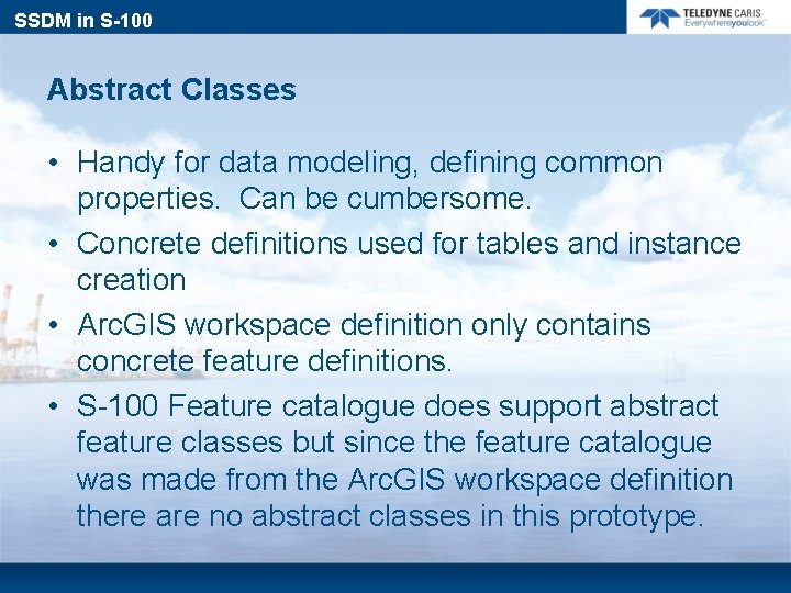 SSDM in S-100 Abstract Classes • Handy for data modeling, defining common properties. Can