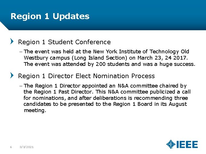 Region 1 Updates Region 1 Student Conference – The event was held at the