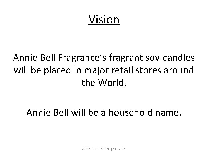 Vision Annie Bell Fragrance’s fragrant soy-candles will be placed in major retail stores around