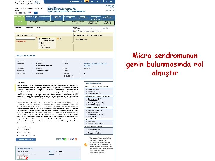 Micro sendromunun genin bulunmasında rol almıştır 