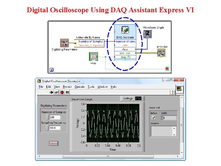 Digital Oscilloscope Using DAQ Assistant Express VI 