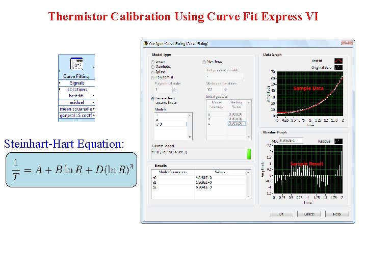 Thermistor Calibration Using Curve Fit Express VI Steinhart-Hart Equation: 