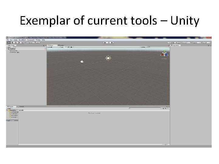 Exemplar of current tools – Unity 