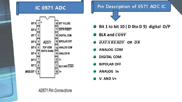 Pin Description of 0571 ADC IC IC 0571 ADC 