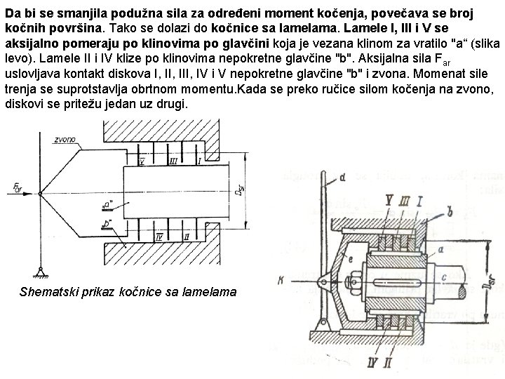 Da bi se smanjila podužna sila za određeni moment kočenja, povečava se broj kočnih