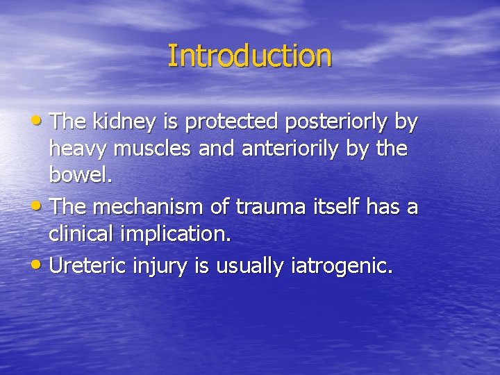 Introduction • The kidney is protected posteriorly by heavy muscles and anteriorily by the