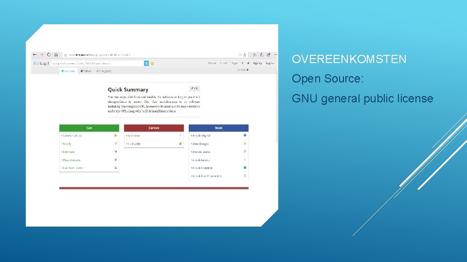 Internal OVEREENKOMSTEN Open Source: GNU general public license 