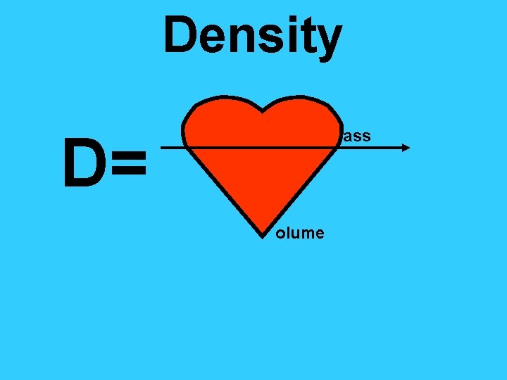 Density D= ass olume 