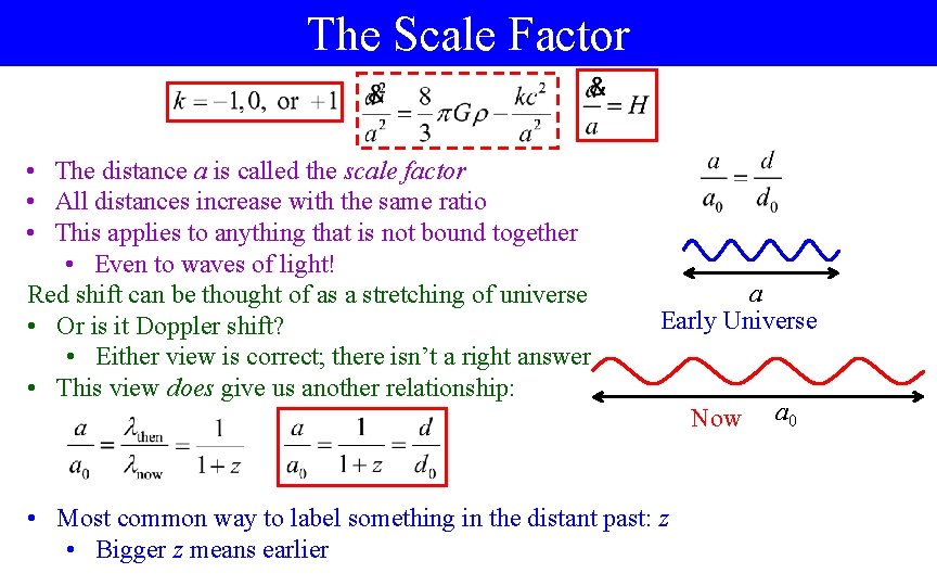 The Scale Factor • The distance a is called the scale factor • All