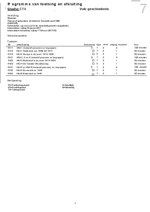 7 Pr ogra m m a van toetsing en afsluit in-g [ Stud!e: CT