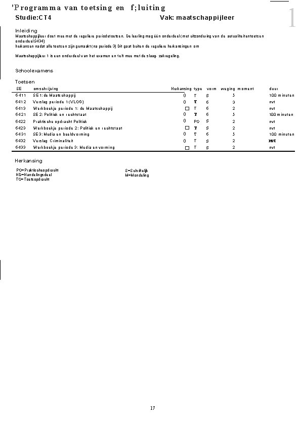 'P ro g ra mma van toetsing en f; luiting Studie: CT 4 l